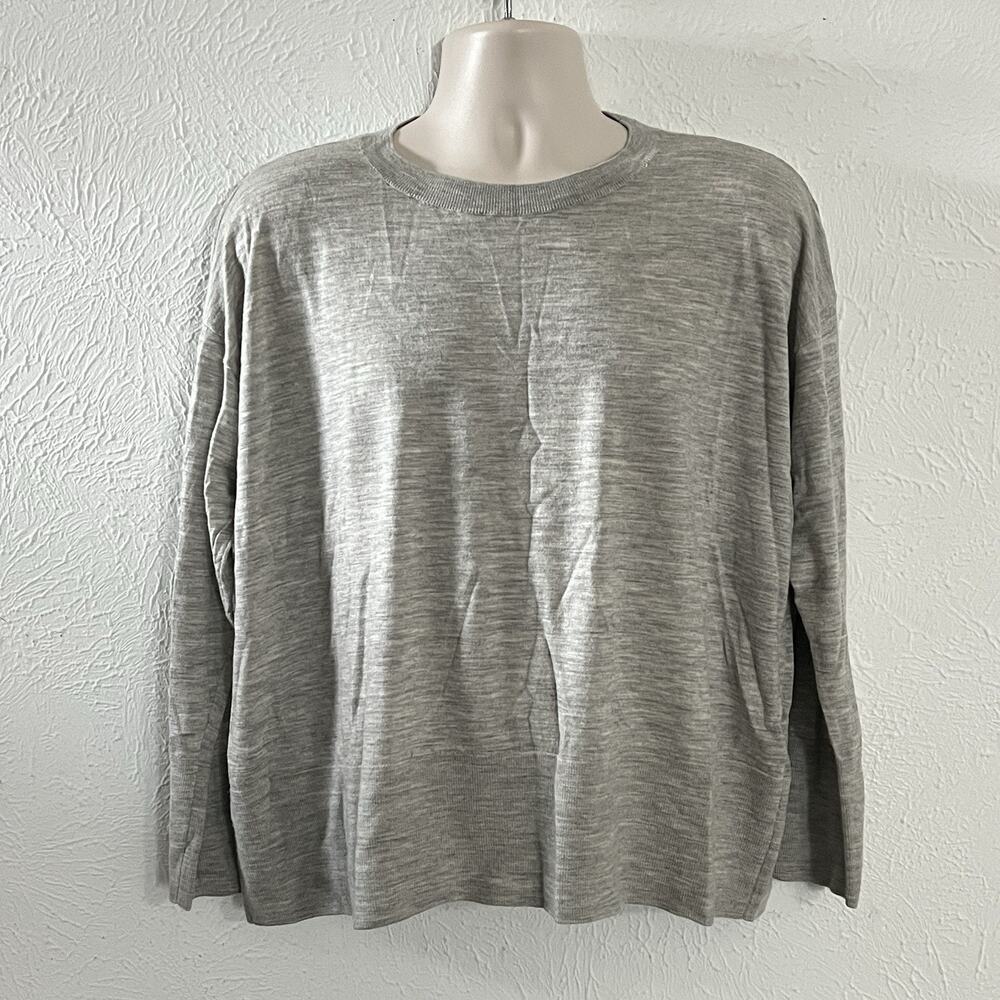Eileen Fisher Gray Superfine Merino Wool Boxy Crew Neck Long Sleeve Sweater 3X